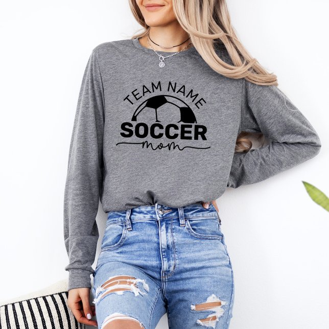 Soccer Mom Custom Team Gray Long Sleeve Tri-Blend Shirt (Creator Uploaded)