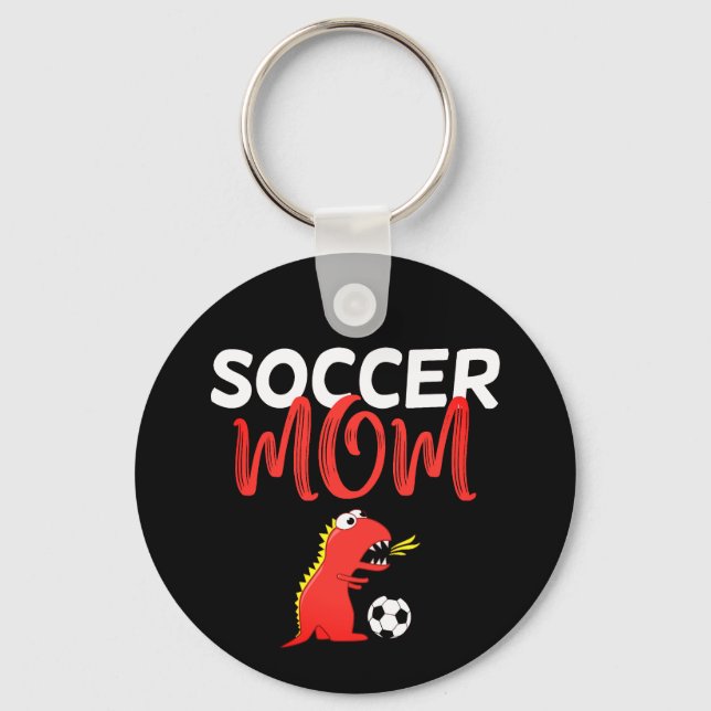 Soccer mom cute T-Rex dinosaur Keychain (Front)
