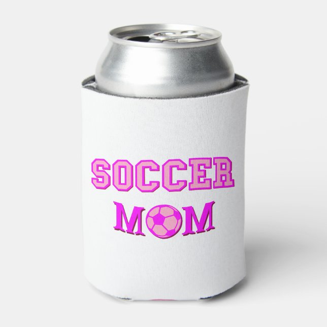 Soccer Mom Drawing And Text All Pink Can Cooler (Can Front)