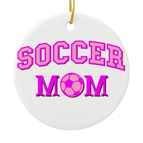 Soccer Mom Drawing And Text All Pink Ceramic Ornament