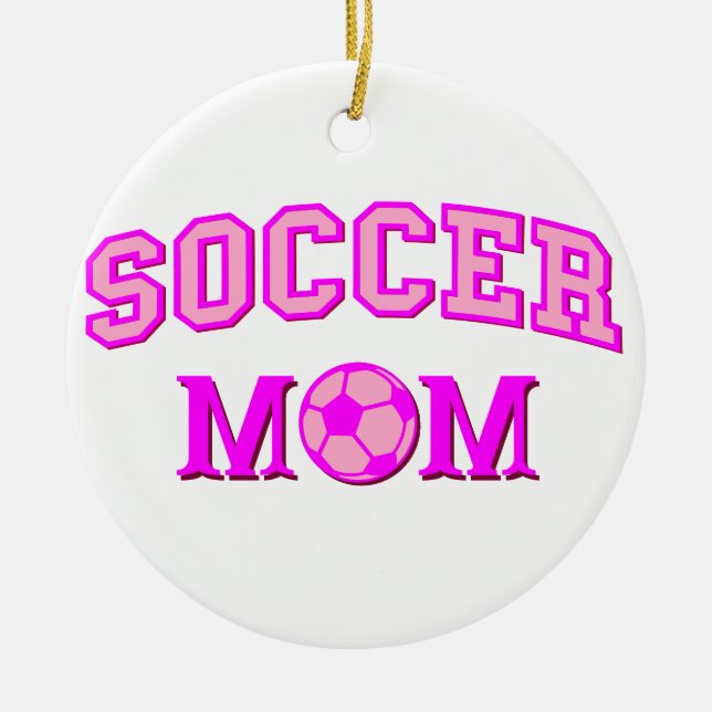 Soccer Mom Drawing And Text All Pink Ceramic Ornament (Front)