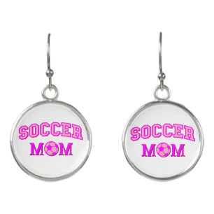 Soccer Mom Drawing And Text All Pink Earrings