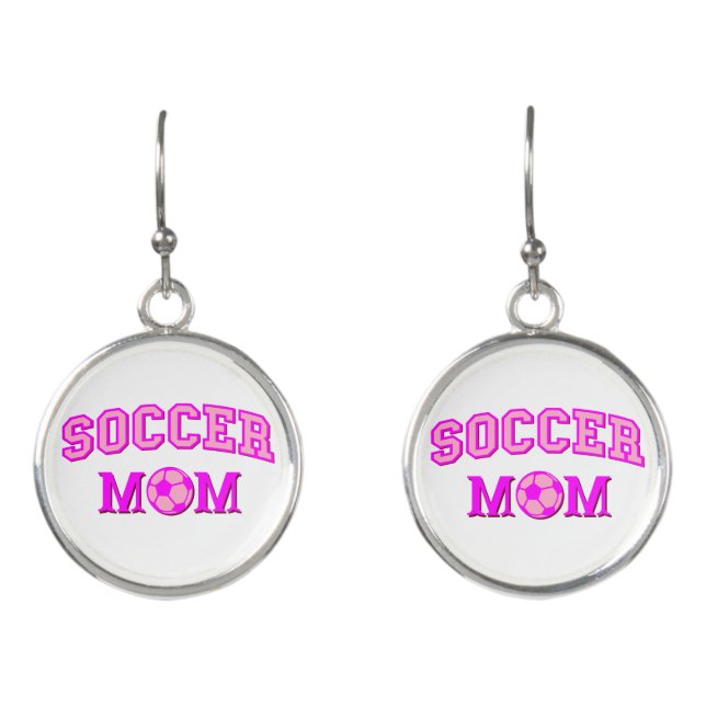 Soccer Mom Drawing And Text All Pink Earrings (Front)