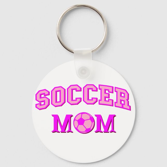 Soccer Mom Drawing And Text All Pink Keychain (Front)
