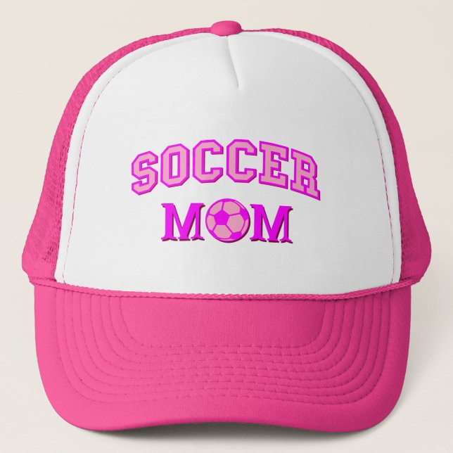 Soccer Mom Drawing And Text All Pink Trucker Hat (Front)