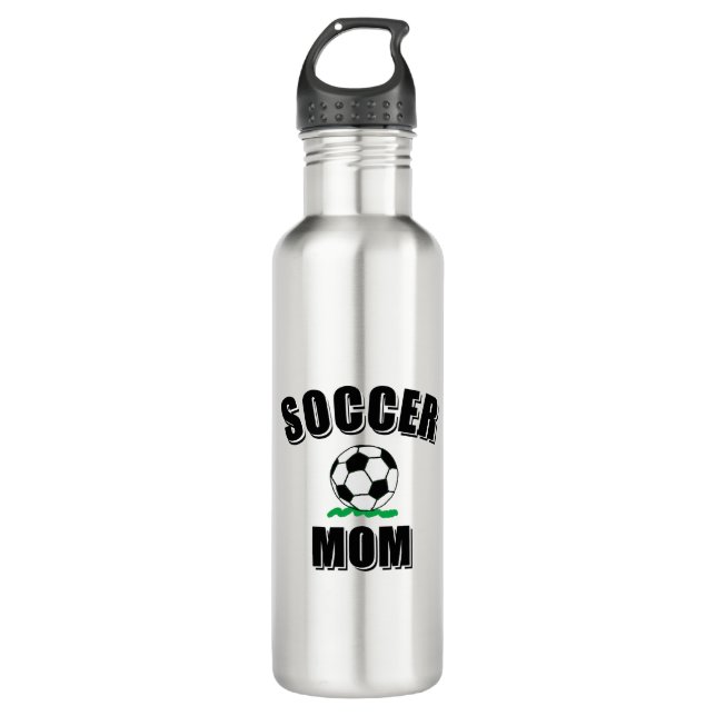 Soccer Mom Drawing And Text Stainless Steel Water Bottle (Front)