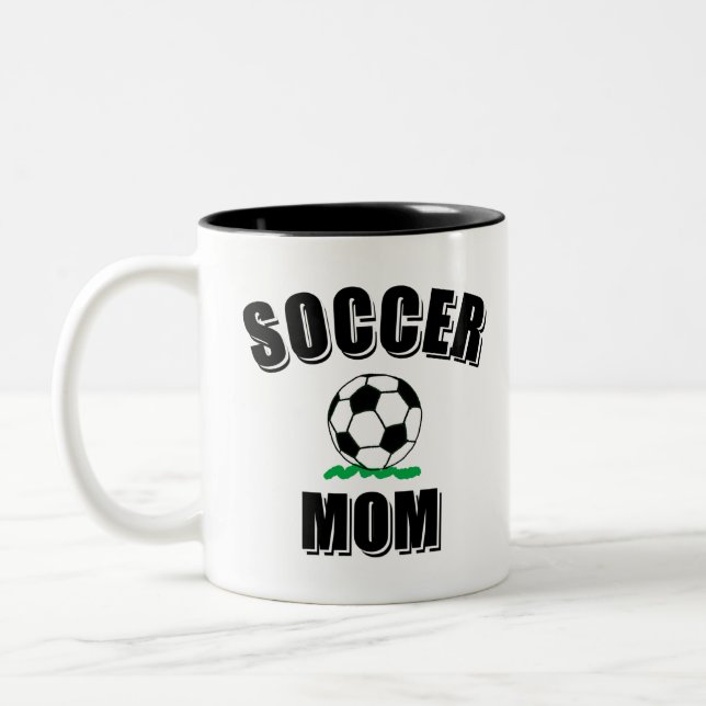 Soccer Mom Drawing And Text Two-Tone Coffee Mug (Left)