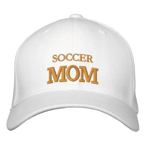 SOCCER MOM embroidered baseball cap gold  white