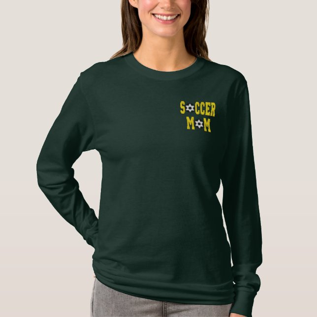 Soccer Mom Embroidered Long Sleeve T-Shirt (Front)