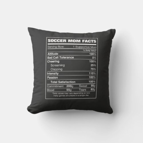 soccer mom facts throw pillow