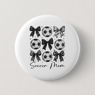 Soccer Mom Funny Coquette Bow Soccer Mom Button