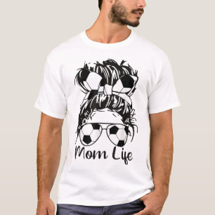 Soccer Mom Funny Soccer Ball Glasses Bow Mom Life T-Shirt