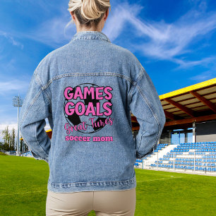 Soccer Mom Game Goals Great Times Funny Denim Jacket