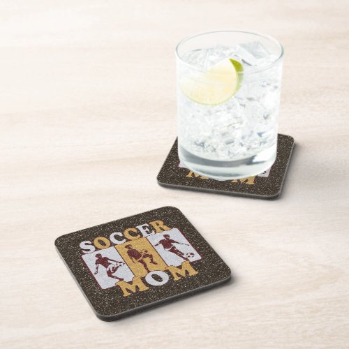 Soccer Mom Glitter Effect Beverage Coaster