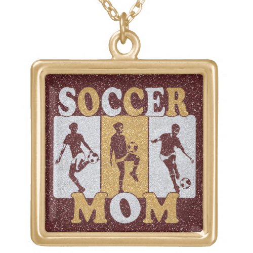 Soccer Mom Glitter Effect Gold Plated Necklace