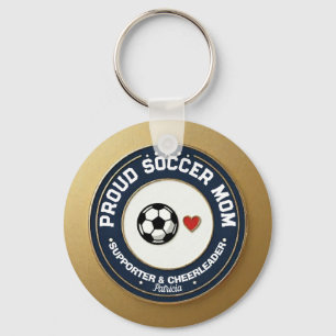 Soccer Mom Gold Proud Supporter With Name Keychain