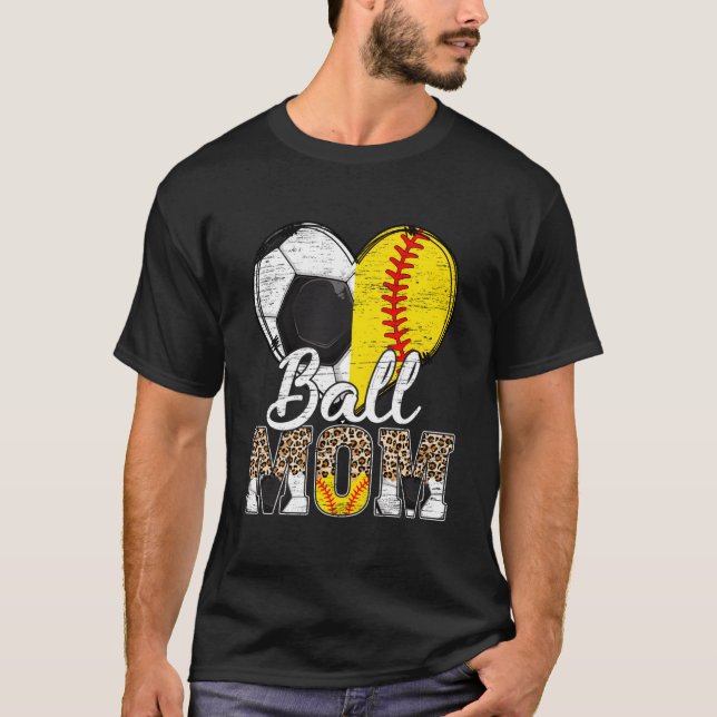 Soccer Mom He Softball Mama Leopard Sport Mother'S T-Shirt (Front)