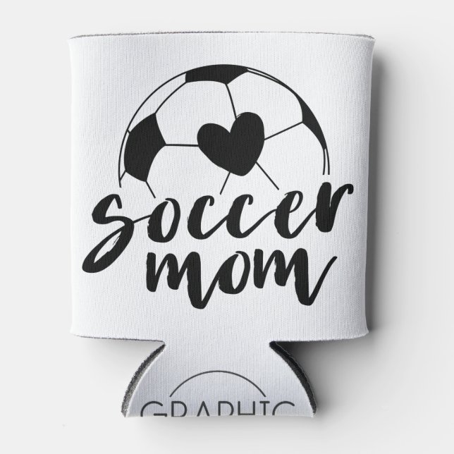 Soccer Mom Heart Ball Can Cooler (Front)