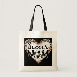 Soccer Mom Heart Leopard Soccer Mom Soccer Lover Tote Bag