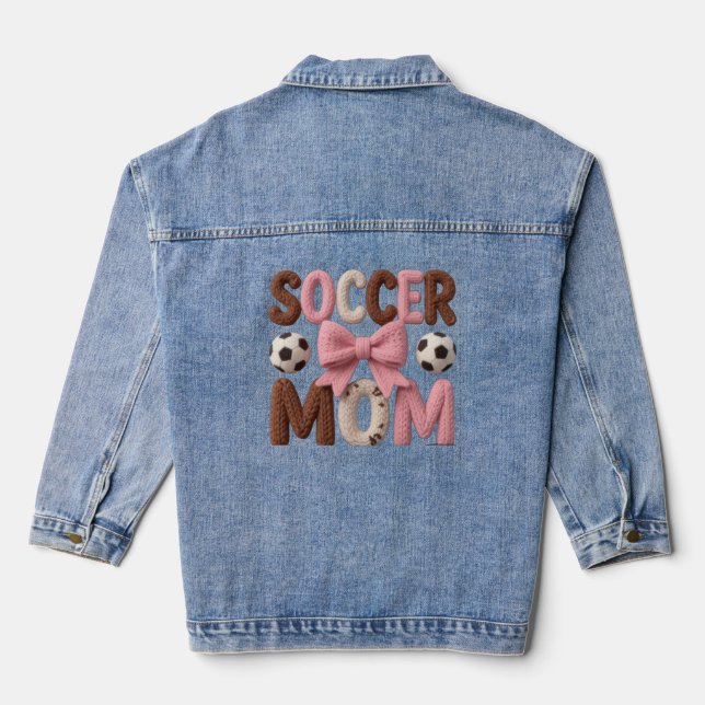 Soccer Mom Hoodie – Faux Yarn Cozy Pullover Gift Denim Jacket (Back)