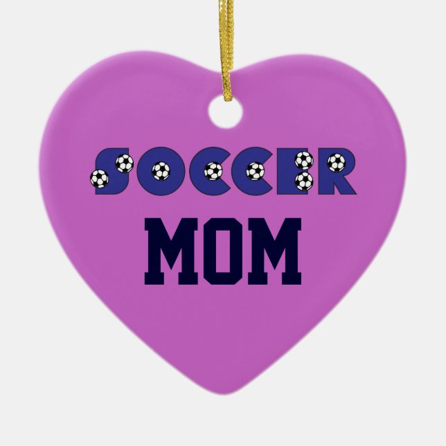 Soccer Mom in Blue Ceramic Ornament (Front)