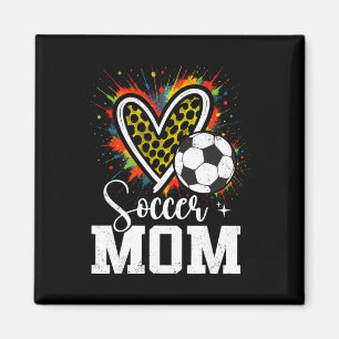 Soccer Mom Leopard Heart Colorful Magnet