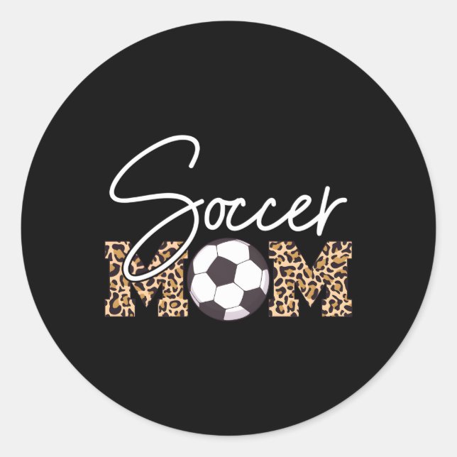 Soccer Mom Leopard Print Ball Classic Round Sticker (Front)