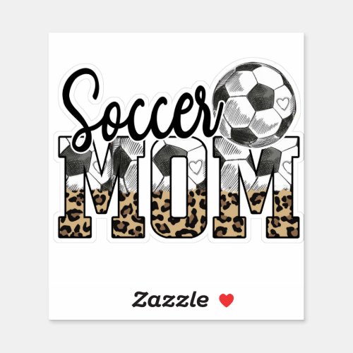 Soccer Mom Leopard Print Ball Sticker