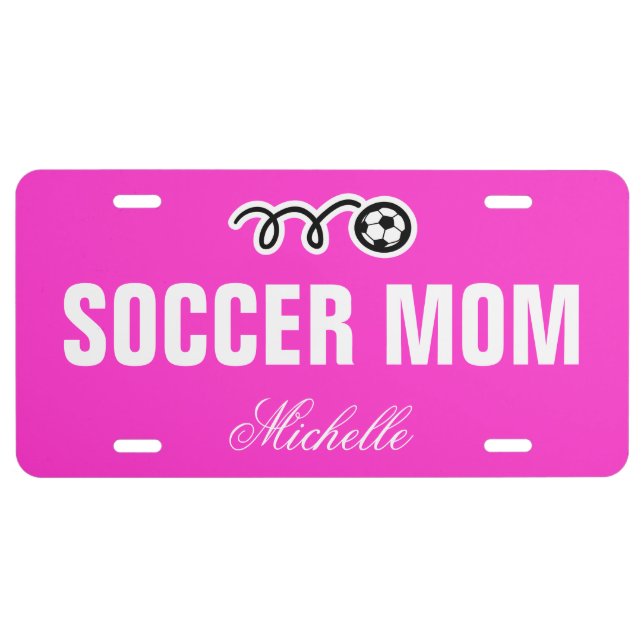 Soccer mom license plate | custom name and color (Front)