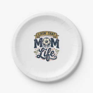 Soccer Mom Life Vintage Engraving Shirt Design_1 Paper Plates