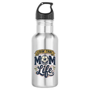 Soccer Mom Life Vintage Engraving Shirt Design_1 Stainless Steel Water Bottle