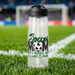 Soccer Mom Louder Prouder Game Day Green Heart Water Bottle