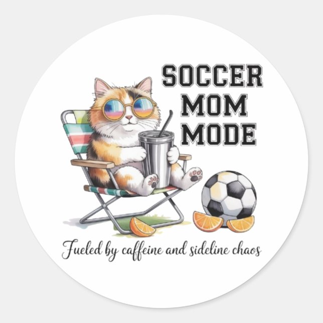 Soccer Mom Mode Cat Sticker - Funny Sideline Chaos (Front)