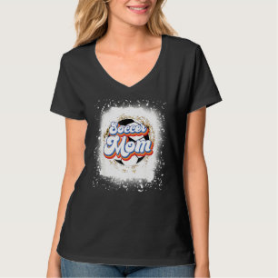 Soccer Mom Mother's Day Leopard Soccer Bleached T-Shirt