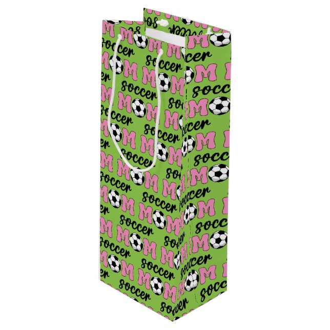 Soccer Mom Mother's Day Pattern Wine Gift Bag (Front Angled)