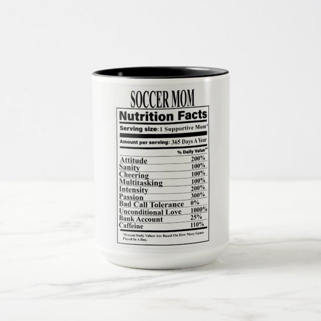 Soccer Mom Nutrition Facts Mug (Center)