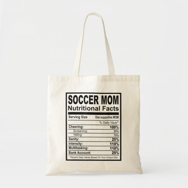 Soccer Mom Nutritional Facts Tote Bag (Front)