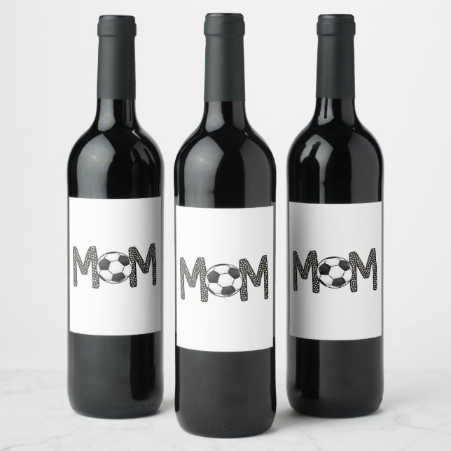 Soccer Mom Polka Dot Soccer Ball Wine Label (Bottles)