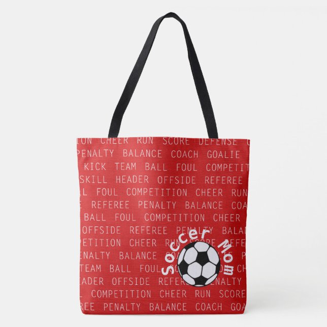 Soccer Mom Red Over All Print Bag (Front)