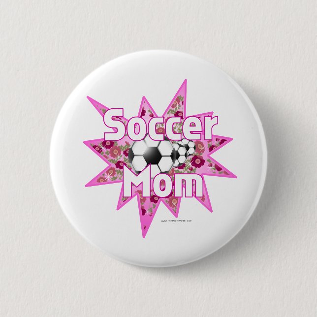 Soccer Mom Roses Pinback Button (Front)