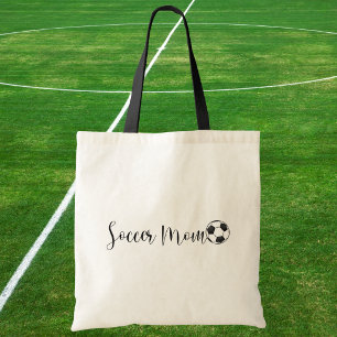 Soccer Mom Script Personalized Jersey Number Tote Bag