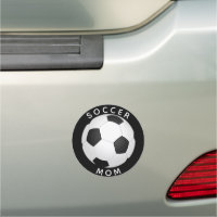 Soccer Mom Soccer Ball Black and White Car Magnet