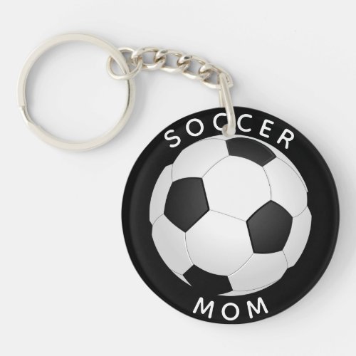 Soccer Mom Soccer Ball Black and White Keychain