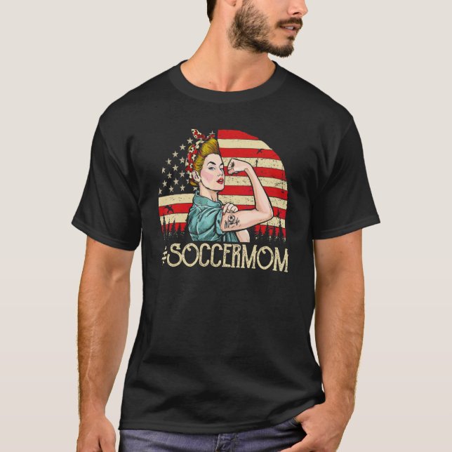 Soccer Mom  Soccer Ball Womens American Flag Vinta T-Shirt (Front)