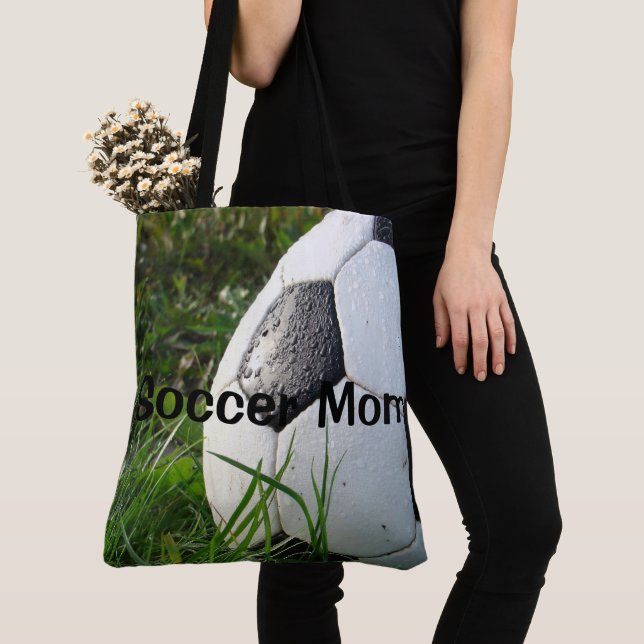 Soccer Mom Sports Shopping Tote Bag (Close Up)