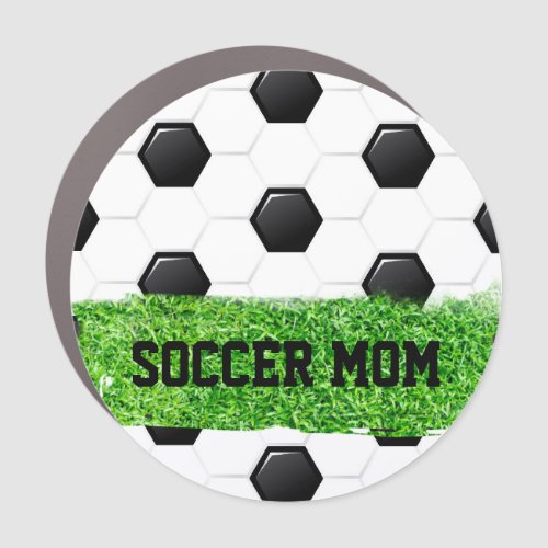 Soccer Mom Sports Travel Team Ball Green Grass Fun Car Magnet