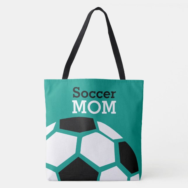 Soccer Mom Trendy Stylish Soccer Ball Green Tote Bag (Front)