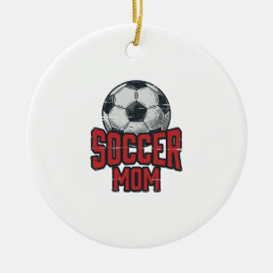 Soccer Mom Vintage Distressed Sports Shirt Design_ Ceramic Ornament