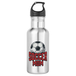 Soccer Mom Vintage Distressed Sports Shirt Design_ Stainless Steel Water Bottle