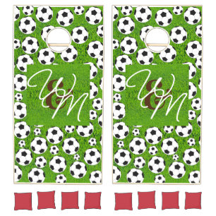 Soccer & Monogram initial Cornhole Set